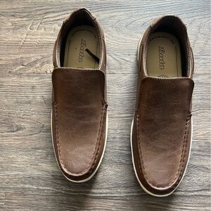 Bata Brown Leather Men Shoes Boat Slop On Shoes Casual 10 Size